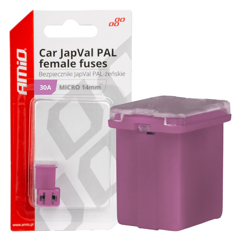 Amio - ΑΣΦΑΛΕΙΕΣ JapVal PAL ΜICRO 14mm ΘΗΛΥΚΕΣ 30A ΣΕ ΜΩΒ ΧΡΩΜΑ - 2 Τεμ. (03453/AM)