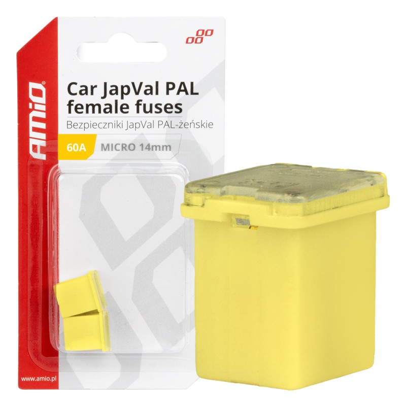 Amio - ΑΣΦΑΛΕΙΕΣ JapVal PAL ΜICRO 14mm ΘΗΛΥΚΕΣ 60A ΣΕ ΚΙΤΡΙΝΟ ΧΡΩΜΑ - 2 Τεμ. (03456/AM)