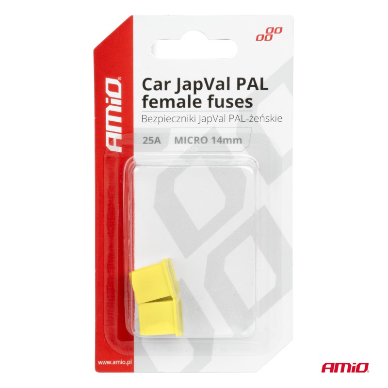 Amio - ΑΣΦΑΛΕΙΕΣ JapVal PAL ΜICRO 14mm ΘΗΛΥΚΕΣ 60A ΣΕ ΚΙΤΡΙΝΟ ΧΡΩΜΑ - 2 Τεμ. (03456/AM)