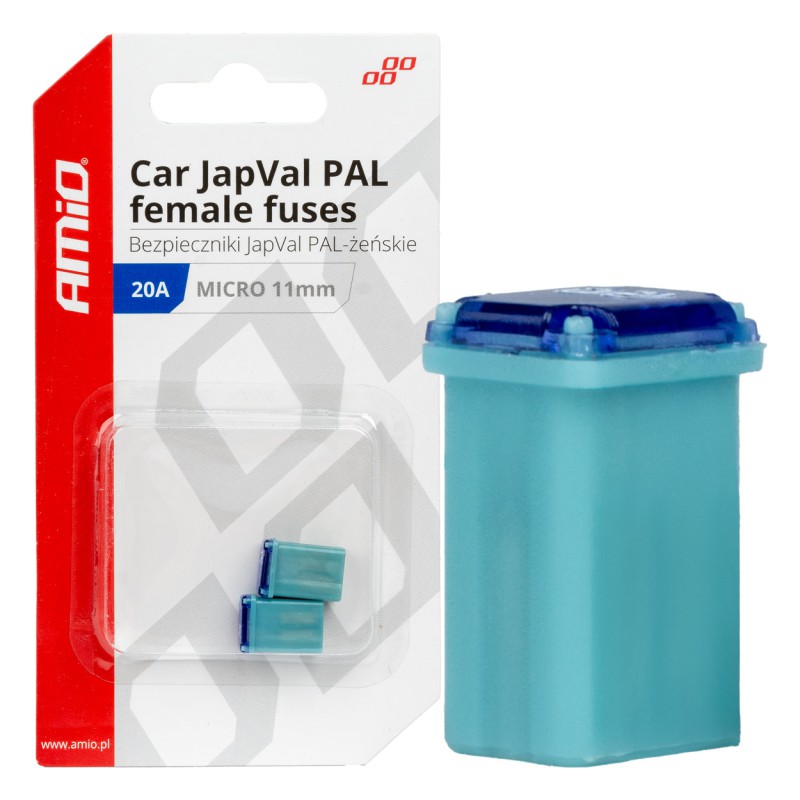 Amio - ΑΣΦΑΛΕΙΕΣ JapVal PAL ΜICRO 11mm ΘΗΛΥΚΕΣ 20A ΣΕ ΓΑΛΑΖΙΟ ΧΡΩΜΑ - 2 Τεμ. (03458/AM)
