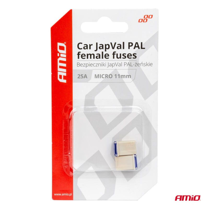 Amio - ΑΣΦΑΛΕΙΕΣ JapVal PAL ΜICRO 11mm ΘΗΛΥΚΕΣ 25A ΣΕ ΛΕΥΚΟ ΧΡΩΜΑ - 2 Τεμ. (03459/AM)