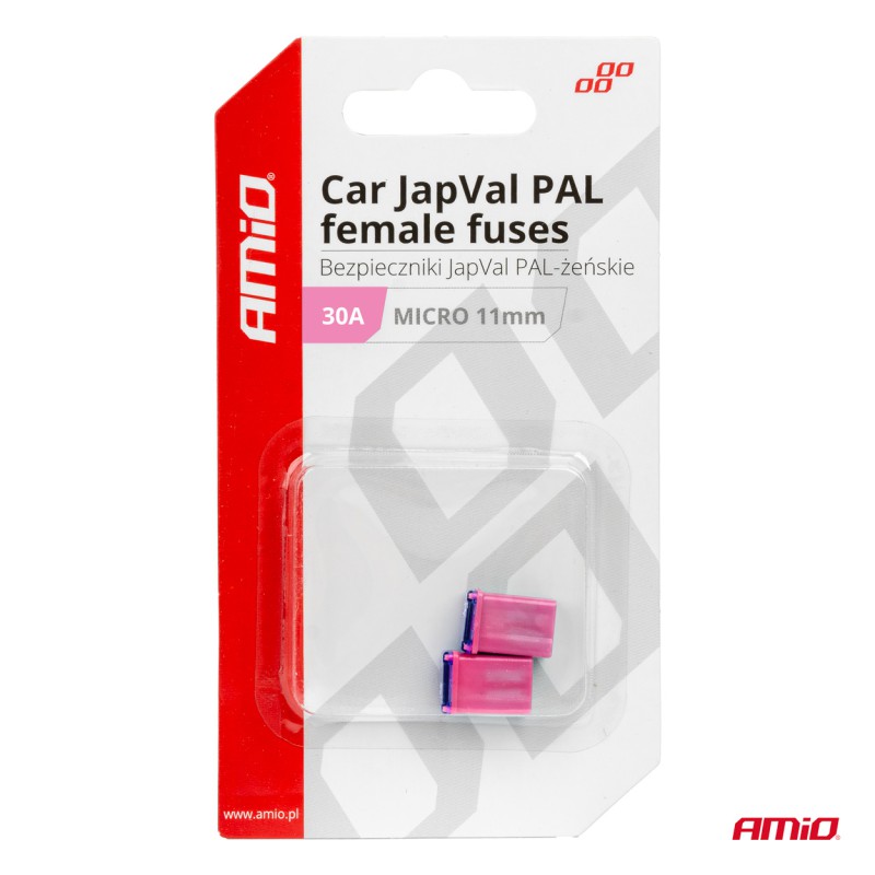 Amio - ΑΣΦΑΛΕΙΕΣ JapVal PAL ΜICRO 11mm ΘΗΛΥΚΕΣ 30A ΣΕ ΡΟΖ ΧΡΩΜΑ - 2 Τεμ. (03460/AM)