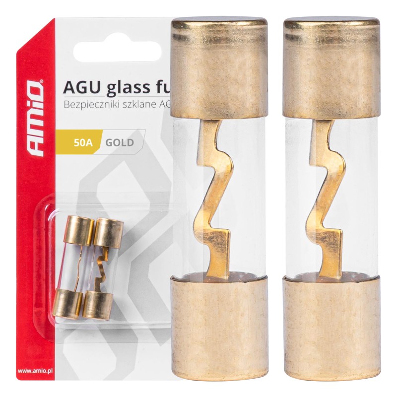 Amio - ΑΣΦΑΛΕΙΕΣ ΓΥΑΛΙΝΕΣ AGU AGU 50A 38x10,3mm - 2 ΤΕΜ. (03486/AM)