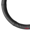Amio - ΚΑΛΥΜΜΑ ΤΙΜΟΝΙΟΥ ΑΠΟ ΔΕΡΜΑ (S) 35/37cm SWC-50-S ΣΕ ΜΑΥΡΟ ΧΡΩΜΑ ΤΡΥΠΗΤΟ ΜΕ ΜΑΥΡΕΣ ΡΑΦΕΣ - 1 ΤΕΜ. (03555/AM)