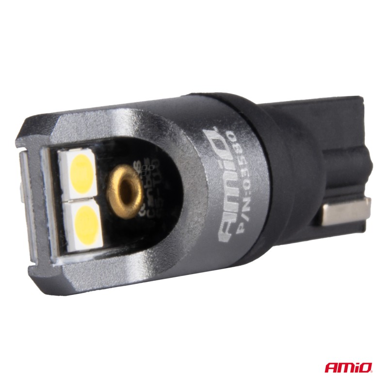 Amio - ΛΑΜΠΑΚΙΑ T10 W5W 12/24V 6.000K 4xSMD LED FULL CAN-BUS ΛΕΥΚΟ 3030 PRO SERIES - 2 Τεμ. (03580/AM)