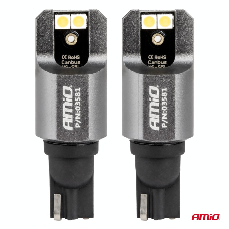 Amio - ΛΑΜΠΕΣ T15 W16W 12/24V 6.000K 4xSMD LED FULL CAN-BUS ΛΕΥΚΟ 3030 PRO SERIES - 2 ΤΕΜ. (03581/AM)
