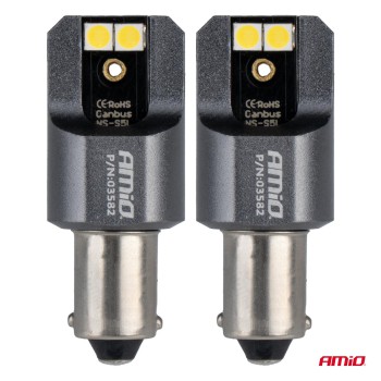 Amio - ΛΑΜΠΕΣ T4W BA9s 12/24V 6.000K 4xSMD LED FULL CAN-BUS ΛΕΥΚΟ 3030 PRO SERIES - 2 ΤΕΜ. (03582/AM)
