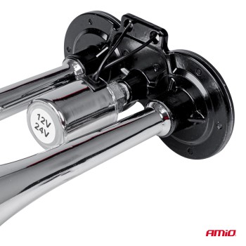 Amio - ΚΟΡΝΑ ΠΝΕΥΜΑΤΙΚΗ 12/24V 118db ΔΙΠΛΗ 2 ΤΟΝΩΝ ΧΡΩΜΙΟ - 1 ΤΕΜ. (03617/AM)