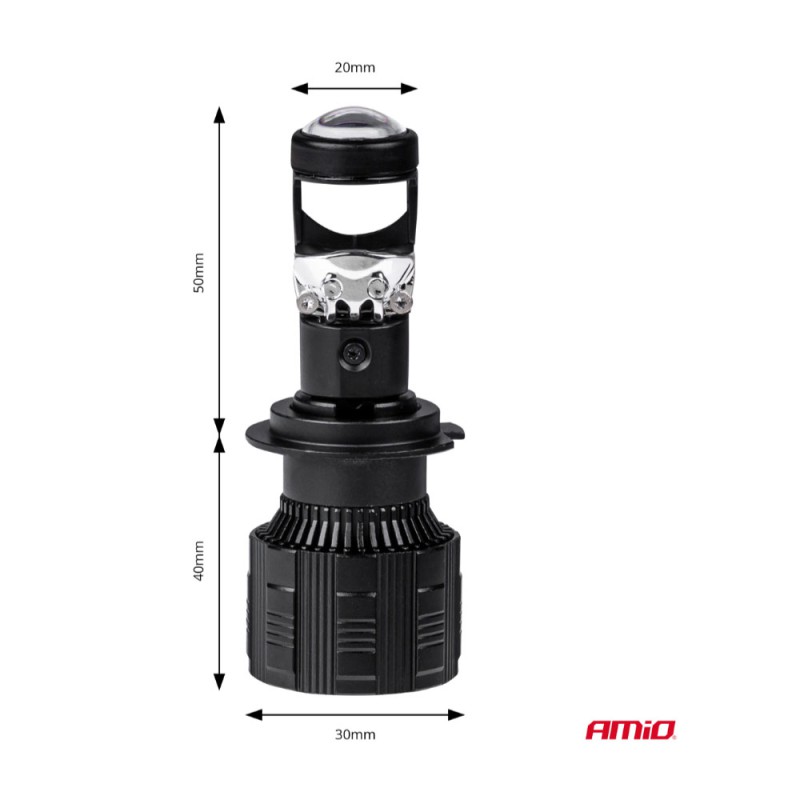 Amio - ΛΑΜΠΕΣ H7 PL-LENS SERIES 9>36V 60W 5.000K 3.800lm LED 2x4575 SMD CAN-BUS ΜΕ ΠΡΟΤΖΕΚΤΟΡΑ - 2 Τεμ. (03668/AM)