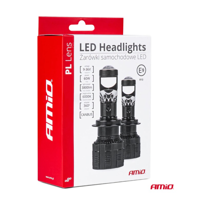 Amio - ΛΑΜΠΕΣ H7 PL-LENS SERIES 9>36V 60W 5.000K 3.800lm LED 2x4575 SMD CAN-BUS ΜΕ ΠΡΟΤΖΕΚΤΟΡΑ - 2 Τεμ. (03668/AM)