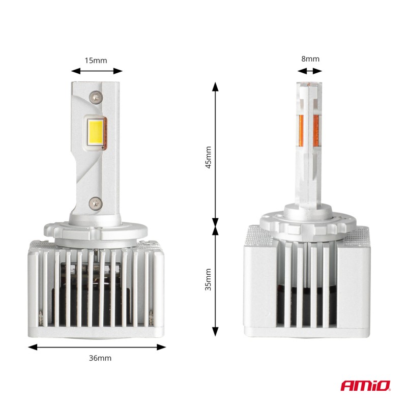 Amio - ΛΑΜΠΕΣ LED D3S/D5R/D8S 12/24V 6000K 9.000lm 50W X ALL IN ONE SERIES CAN-BUS (ΜΕ ΑΝΕΜΙΣΤΗΡΑΚΙ) - 2 ΤΕΜ. (03669/AM)