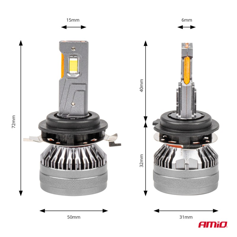Amio - ΛΑΜΠΕΣ H7-1 9>48V 6.500K 4.500lm 50W HP SERIES LED CAN-BUS ΜΕ ΨΥΚΤΡΑ - 2 Τεμ. (03675/AM)
