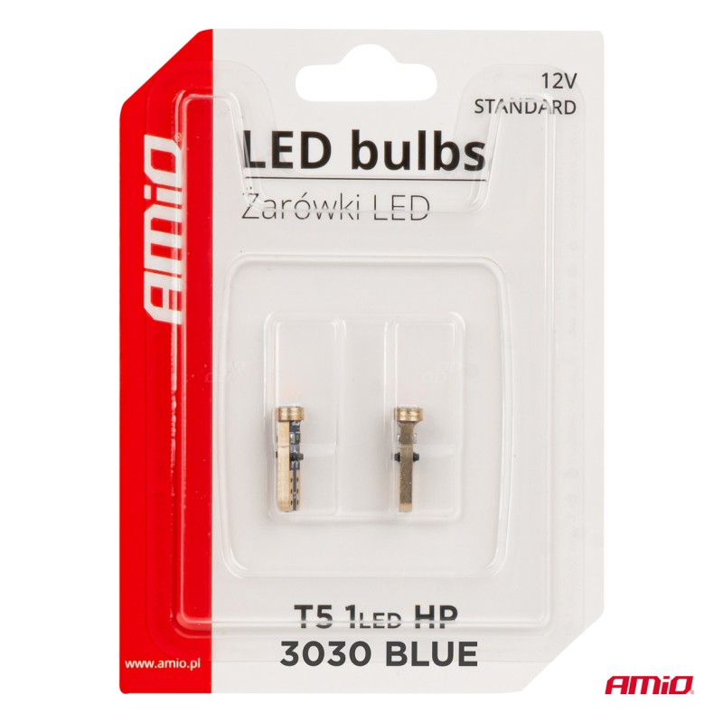 Amio - ΛΑΜΠΑΚΙΑ T5 W1W 12V 1SMD LED ΜΠΛΕ - 2 ΤΕΜ. (03728/AM)
