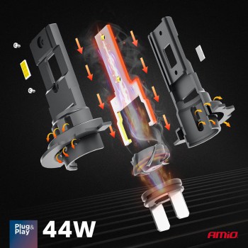 Amio - ΛΑΜΠΕΣ LED H7 12V 44W 6.500K 3.936lm CSP X4 SERIES AVIATOR PLUG & PLAY - 2 ΤΕΜ. (03764/AM)
