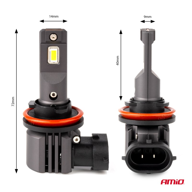 Amio - ΛΑΜΠΕΣ LED H8/H9/H11 12V 44W 6.500K 3.936lm X4 SERIES AVIATOR PLUG & PLAY - 2 ΤΕΜ. (03765/AM)