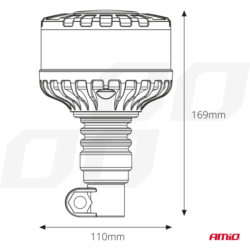 Amio - ΦΑΡΟΣ ΦΙΜΕ HEAVY DUTY W28P 12/24V 16LED ΕΛΑΣΤΙΚΟΣ ΒΙΔΩΤΟΣ ΠΟΡΤΟΚΑΛΙ Υ169mm Φ110mm - 1 τεμ. (04107/AM)