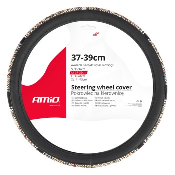 Amio - ΚΑΛΥΜΜΑ ΤΙΜΟΝΙΟΥ SWC-59 (M) 37>39cm ΜΑΥΡΟ ΜΕ ΣΧΕΔΙΟ ΠΟΛΥΧΡΩΜΗ ΨΑΘΑ - 1 ΤΕΜ. (04169/AM)