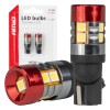 Amio - Λαμπάκια LED CAN Bus Αυτοκινήτου & Φορτηγού τύπου T10 W5W με τάση λειτουργίας 12V/24V 9xSMD 3030 με Λευκό Χρώμα Απόχρωσης 5.500k (Σε χρώμα Κόκκινο-Μαύρο) - 2 Τεμ. (04242/AM)