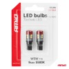 Amio - Λαμπάκια LED CAN Bus Αυτοκινήτου & Φορτηγού τύπου T10 W5W με τάση λειτουργίας 12V/24V 9xSMD 3030 με Λευκό Χρώμα Απόχρωσης 5.500k (Σε χρώμα Κόκκινο-Μαύρο) - 2 Τεμ. (04242/AM)