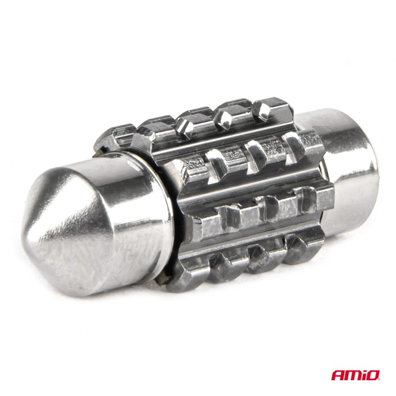 Amio - ΛΑΜΠΑΚΙΑ ΠΛΑΦΟΝΙΕΡΑΣ 31mm 12/24V C5W 5500K 12xSMD 3838 CAN-BUS FESTOON (ΛΕΥΚΟ) - 2 ΤΕΜ. (04247/AM)
