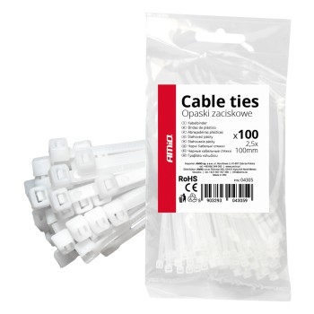Amio - ΔΕΜΑΤΙΚΑ/ΔΕΤΙΚΑ ΚΑΛΩΔΙΩΝ TIE WRAP (ΤΑΙΡΑΠ) 2.5 x 100mm (ΛΕΥΚΟ) - 100 ΤΕΜ. (04305/AM)