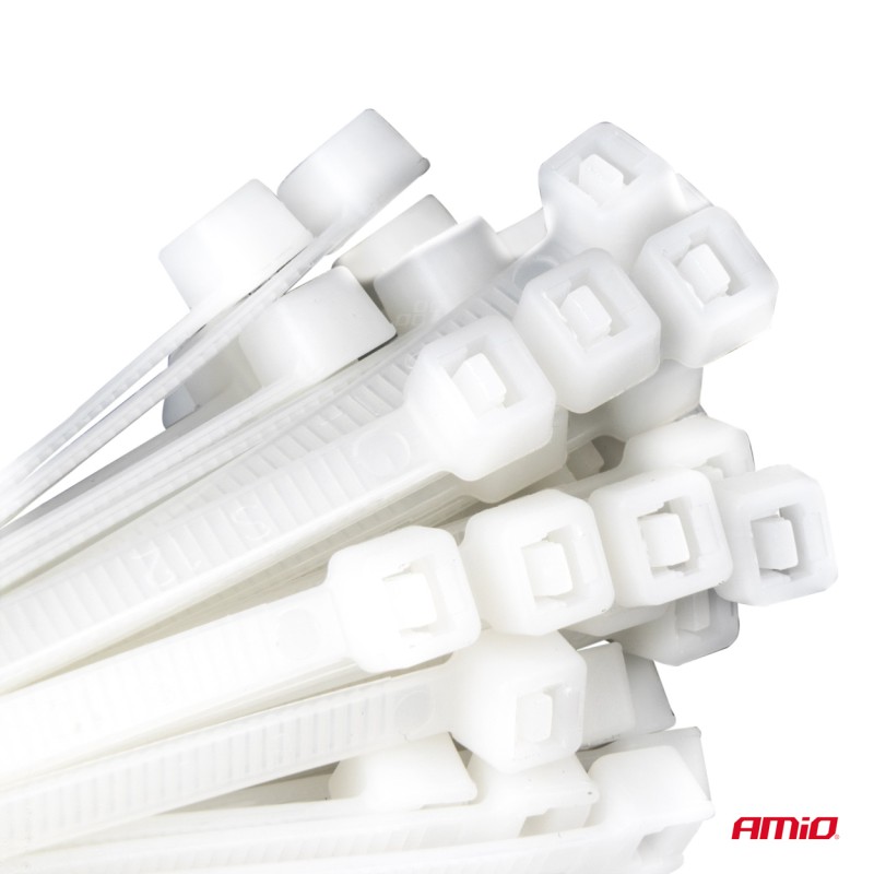 Amio - ΔΕΜΑΤΙΚΑ/ΔΕΤΙΚΑ ΚΑΛΩΔΙΩΝ TIE WRAP (ΤΑΙΡΑΠ) 4.8 x 300mm (ΛΕΥΚΟ) - 100 ΤΕΜ. (04311/AM)