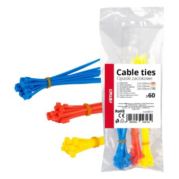 Amio - ΔΕΜΑΤΙΚΑ/ΔΕΤΙΚΑ ΚΑΛΩΔΙΩΝ TIE WRAP(ΤΑΙΡΑΠ) 2.5x100mm/2.5x150mm/3.6x100mm (ΔΙΑΦΟΡΑ ΧΡΩΜΑΤΑ)ΣΕΤ - 60 ΤΕΜ. (04313/AM)