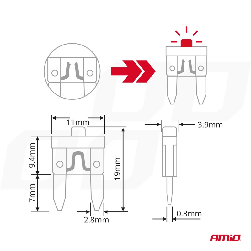 Amio - ΑΣΦΑΛΕΙΕΣ MINI BLADE (ΜΑΧΑΙΡΩΤΕΣ) & ΕΡΓΑΛΕΙΟ ΑΦΑΙΡΕΣΗΣ ΚΑΡΤΕΛΑ (5A/10A/15A/ 20A/25A) -10 ΤΕΜ. (04340/AM)