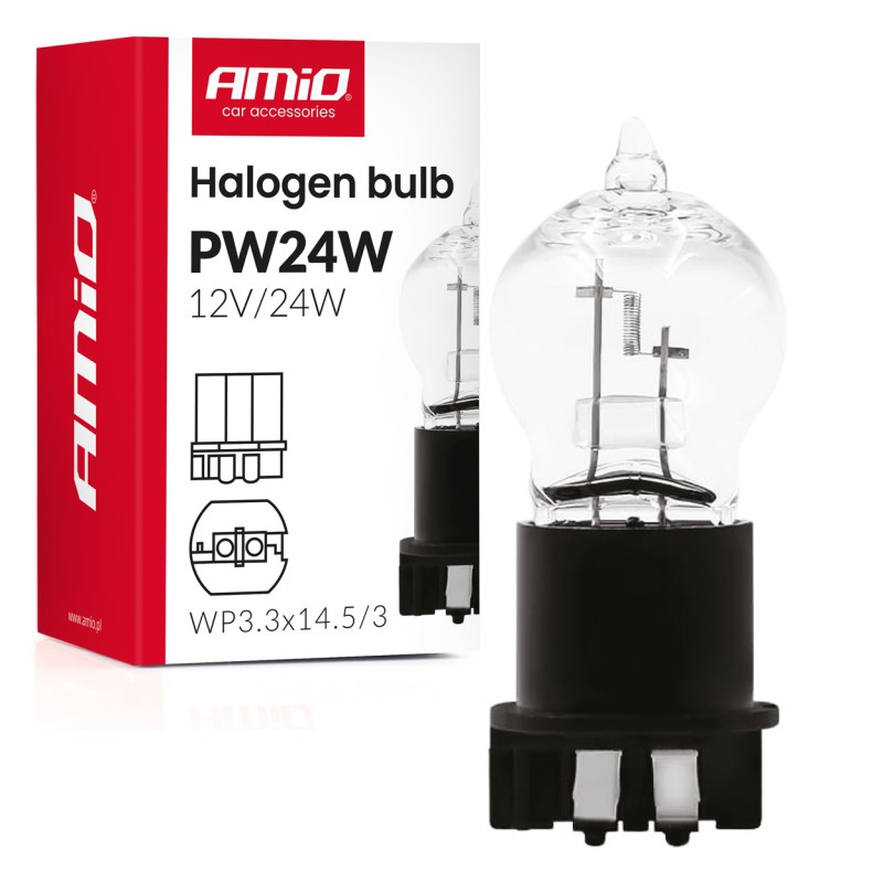 Amio - Λάμπα Αλογόνου PW24W 12V 24W Βάση WP3.3x14.5-3 για Φώτα Ημέρας (DRL) & Θέσης - 1 τεμ.(04409/AM)
