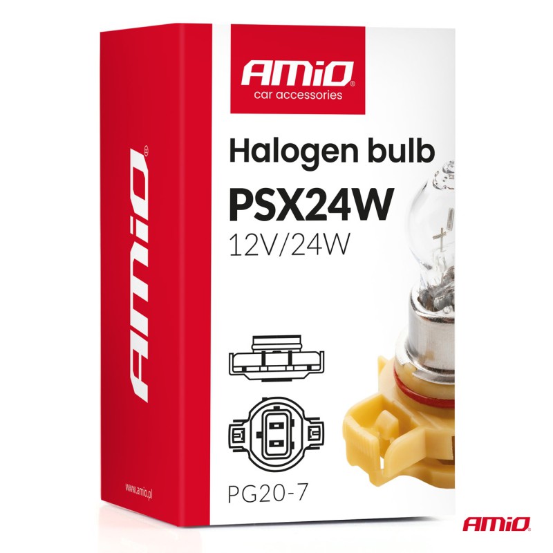 Amio - Λάμπα Αλογόνου PSX24W 12V 24W Βάση PG20-7 για Φώτα Ημέρας (DRL) & Προβολείς Ομίχλης - 1 τεμ.(04411/AM)