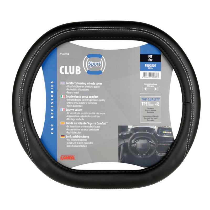 Lampa Κάλυμμα Τιμονιού Αυτοκινήτου Club Sport Custom Fit για Peugeot 2019+ Άοσμο Ultra soft Skeentex Μαύρο 1-τεμ. (L3291.5)