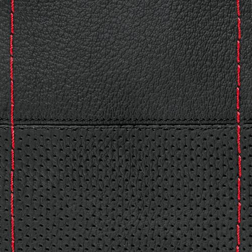 Lampa Κάλυμμα Τιμονιού Αυτοκινήτου Sport Leather Top Grip Δετό 37-39εκ. Λείο & Διάτρητο Γνήσιο Δέρμα Μαύρο με Κόκκινη Ραφή 1-τεμ. (L3299.9)