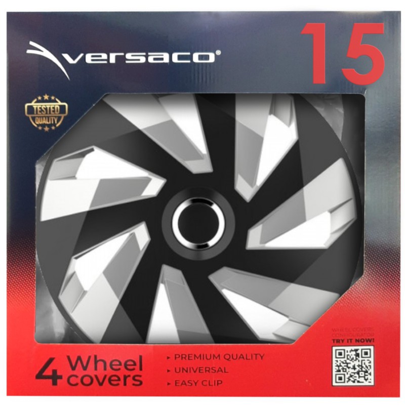 Amio - ΤΑΣΙΑ 15" HUBCAP VECTOR RC SILVER BLACK - ΣΕΤ 4 ΤΕΜ. ΣΕ ΚΟΥΤΙ (5230/AM)