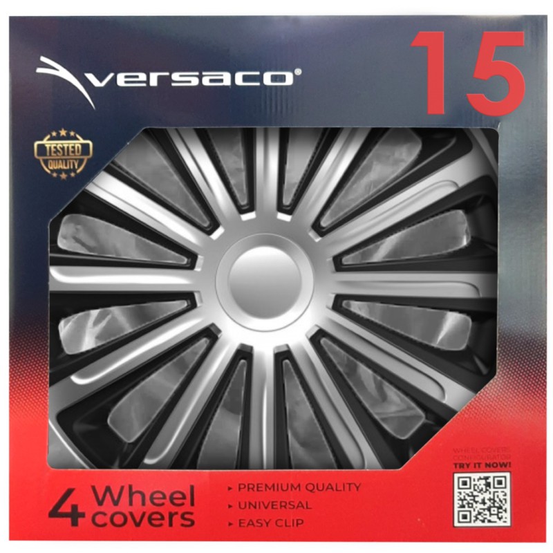 Amio - ΤΑΣΙΑ 15" HUBCAP TREND SILVER BLACK - - ΣΕΤ 4ΤΕΜ ΣΕ KOYTI (6841/AM)