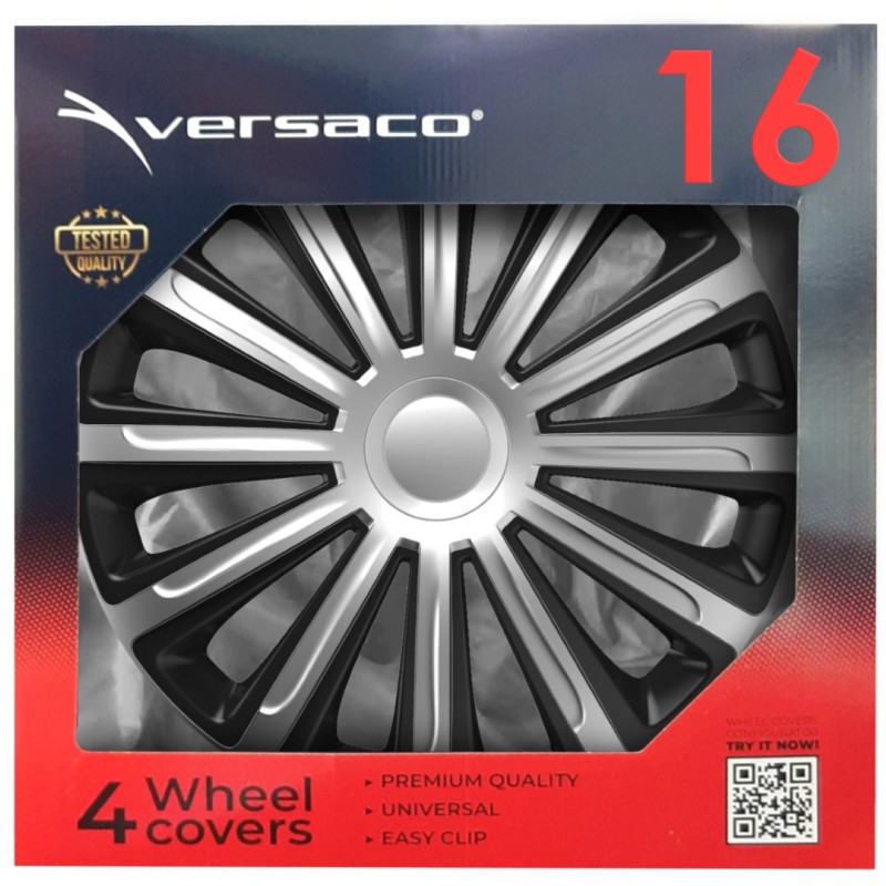 Amio - ΤΑΣΙΑ 16" HUBCAP TREND SILVER BLACK - ΣΕΤ ΣΕ ΚΟΥΤΙ - 4 ΤΕΜ. (6858/AM)
