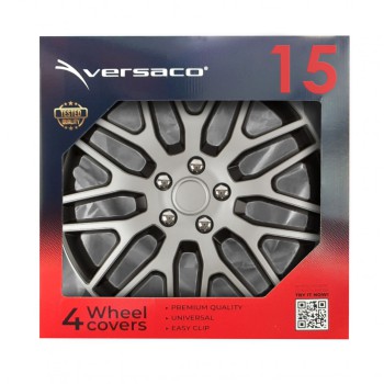 Amio - ΤΑΣΙΑ 15" DAKAR NC ΑΣΗΜΙ/ΜΑΥΡΟ - ΣΕΤ 4ΤΕΜ ΣΕ KOYTI (8507/AM)