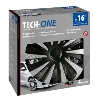 Lampa - Σετ Τάσια Αυτοκινήτου 16’’ Kojin Carbon TECH-ONE από υλικό ABS Ασημί / Μαύρο - 4 TEM (L3148.0)