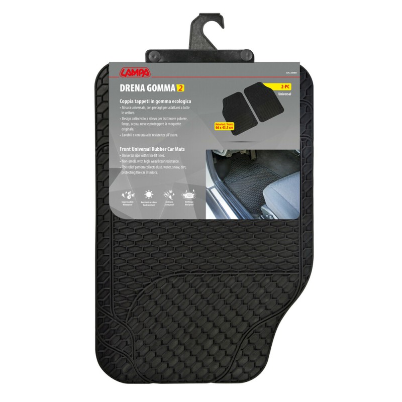 ΠΑΤΑΚΙΑ ΛΑΣΤΙΧΟ DRENA GOMMA 2 UNIVERSAL ΜΑΥΡΑ 43,5x66cm LAMPA -  2 ΤΕΜ