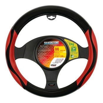 Lampa Κάλυμμα Τιμονιού Αυτοκινήτου Silverstone 37-39εκ. Άοσμο Με Carbon πρόσθετα λαβές Ultra-soft Skeentex Κόκκινο 1-τεμ. (L3294.6)