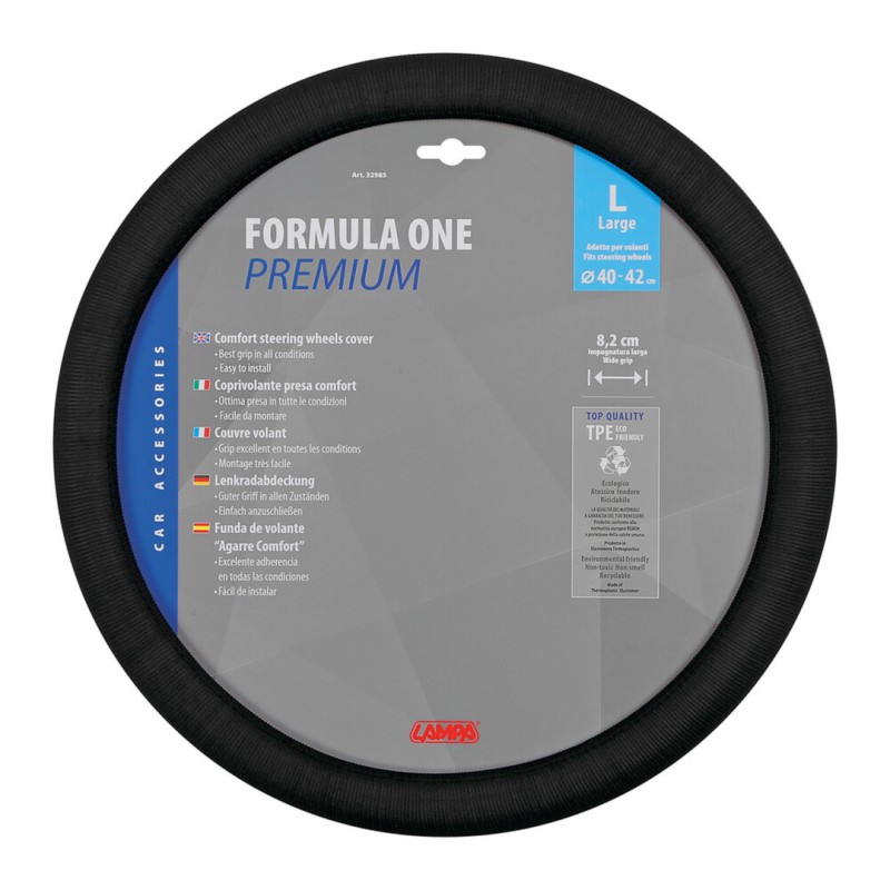 Lampa Κάλυμμα Τιμονιού Αυτοκινήτου Formula One 40-42εκ. Άοσμο Αντιιδρωτικό Ευρείας κάλυψης Μαύρο 1-τεμ. (L3298.5)