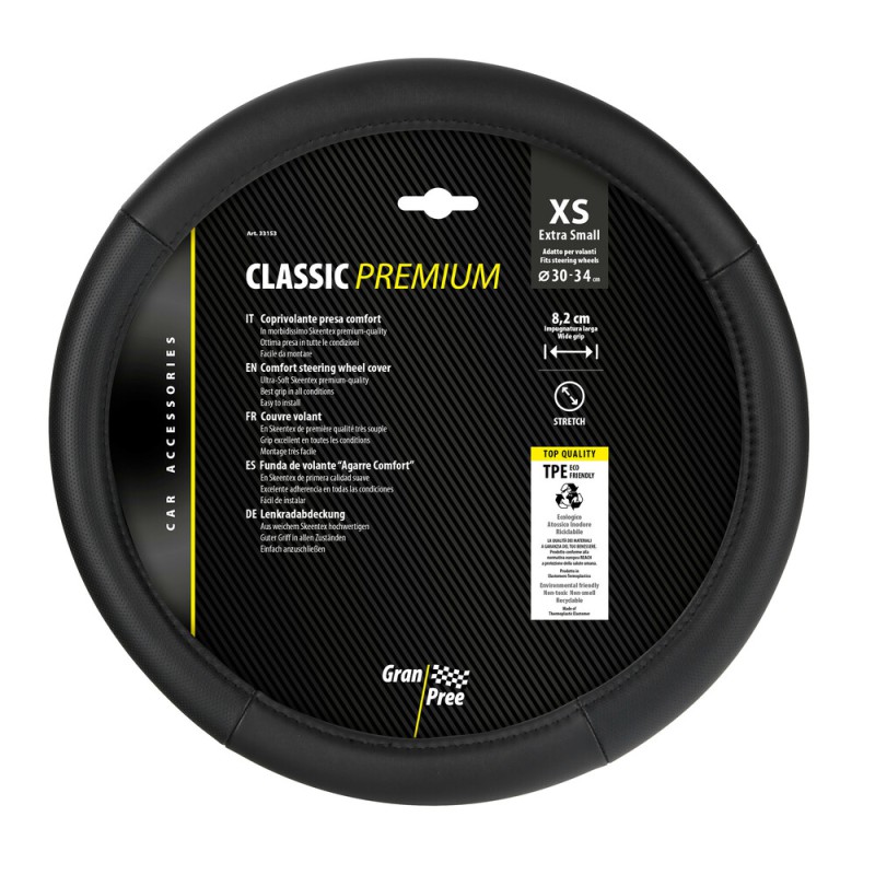 Lampa Κάλυμμα Τιμονιού Αυτοκινήτου Classic Premium 30/34εκ. Άοσμο με διάτρητες λαβές Ultra soft Skeentex Μαύρο με Μαύρη Ραφή 1-τεμ. (L3315.3)