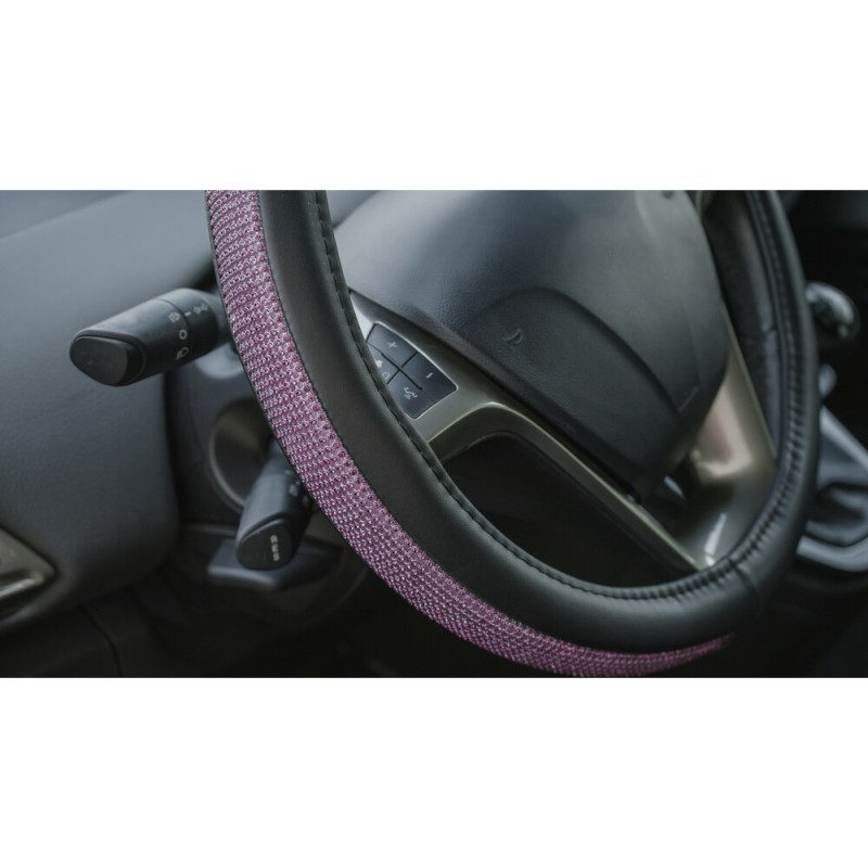 ΚΑΛΥΜΜΑ ΤΙΜΟΝΙΟΥ DIAMONDS PINK (Μ) 37/39cm ΣΥΝΘΕΤΙΚΟ ΔΕΡΜΑ SKEENTEX ΜΑΥΡΟ/POZ LAMPA  - 1 ΤΕΜ.