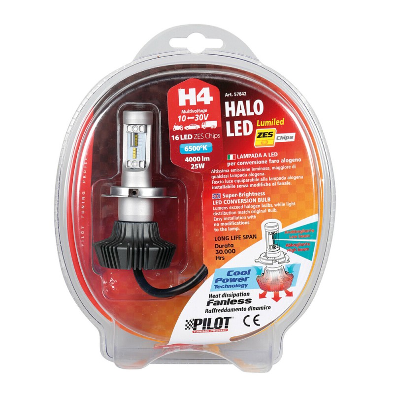 Lampa - Λάμπα H4 LED 12/24V 6.500K 4000lm 25W P43t Halo Led Serie 1 με 16 LED ZES Chips - 1 LED Kit (L5784.2)