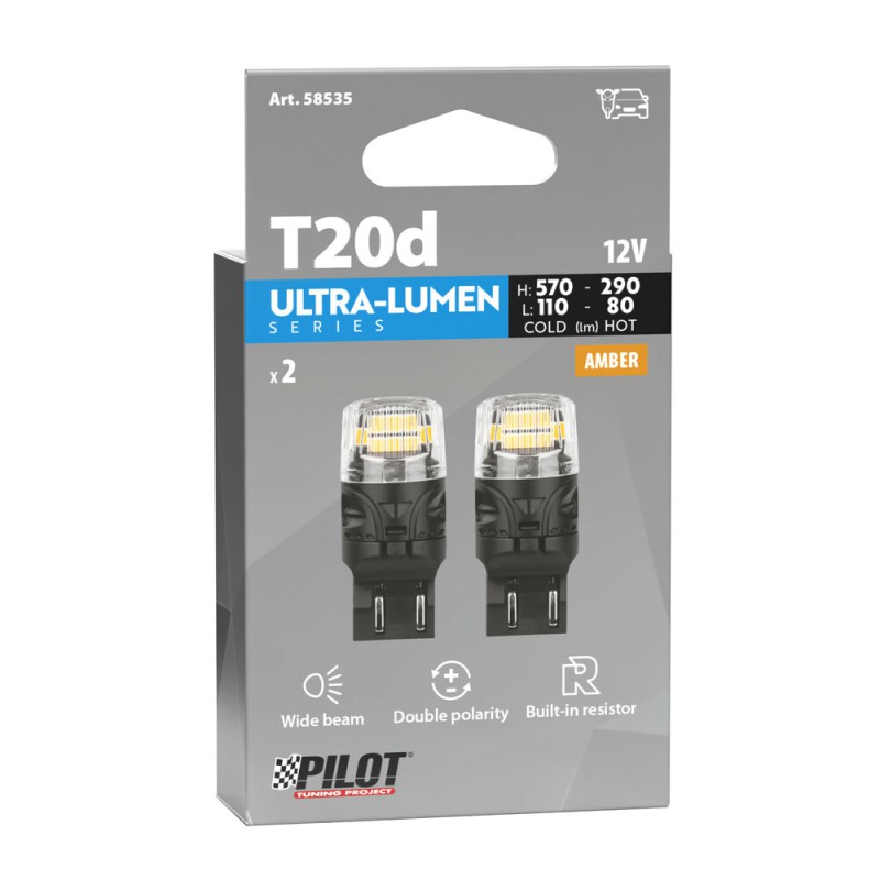 W21/5 (T20) 12V W3x16q 570/110+290/80lm ΠΟΡΤΟΚΑΛΙ ΦΩΣ LED CAN-BUS ULTRA-LUMEN SERIES 2ΤΕΜ.