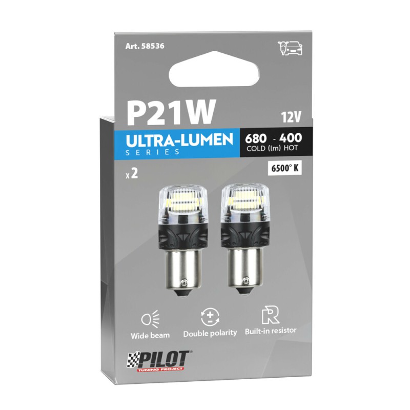 P21W 12V BA15s 680/400lm 6.500K ΔΙΠΛΗΣ ΠΟΛΙΚΟΤΗΤΑΣ LED CAN-BUS ULTRA-LUMEN SERIES 2ΤΕΜ.