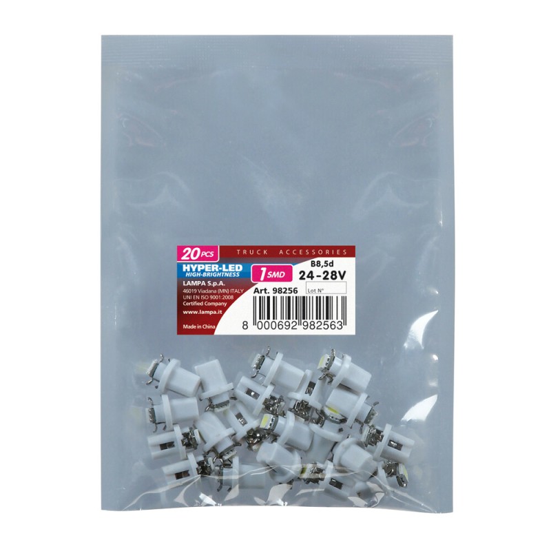 B8,5d 24/28V HYPER-LED3 ΛΕΥΚΟ -20 τεμ,