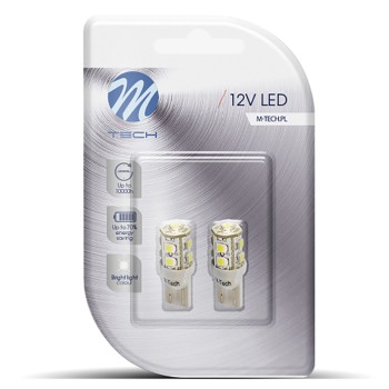 T10 W5W 12V W2,1x9,5d LED 9xSMD3528 ΚΙΤΡΙΝΟ (ΚΑΡΦΩΤΟ ΑΚΑΛΥΚΟ) BLISTER  M-TECH - 2ΤΕΜ.