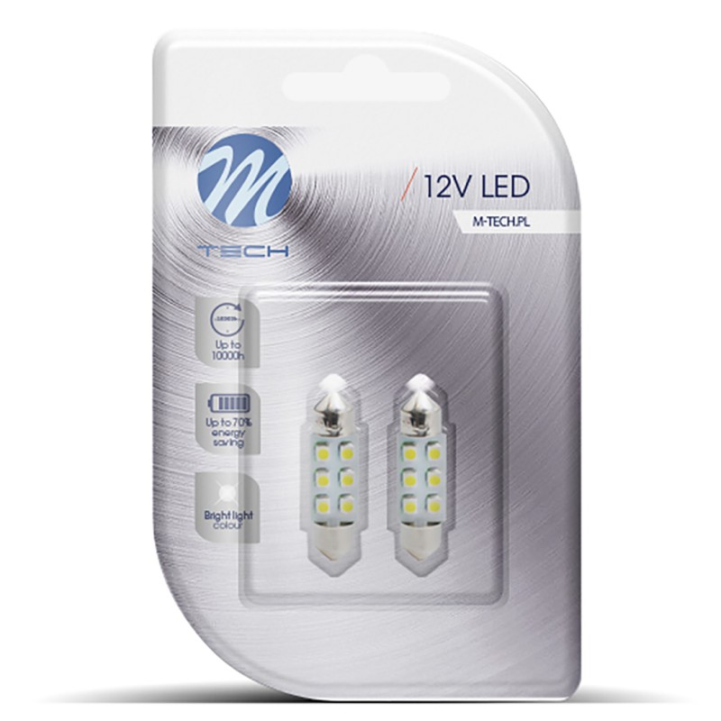 ΛΑΜΠΑΚΙΑ ΠΛΑΦΟΝΙΕΡΑΣ C5W/C10W 12V 0,48W SV8,5 36mm LED 6xSMD3528 ΠΡΑΣΙΝΟ BLISTER 2ΤΕΜ. M-TECH