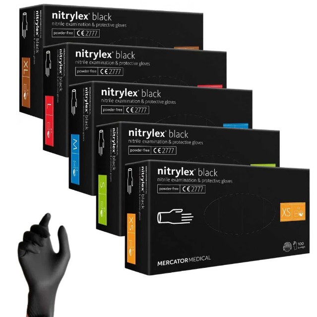 Amio - ΓΑΝΤΙΑ ΝΙΤΡΙΛΙΟΥ MERCATOR NITRYLEX BASIC ΣΕ ΜΑΥΡΟ ΧΡΩΜΑ LARGE (L) - 100 Τεμ. (MER13429/AM)