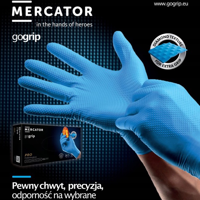 Amio - ΓΑΝΤΙΑ ΝΙΤΡΙΛΙΟΥ MERCATOR GOGRIP ΣΕ ΜΠΛΕ ΧΡΩΜΑ MEDIUM (M) - 50 ΤΕΜ. (MER20315/AM)